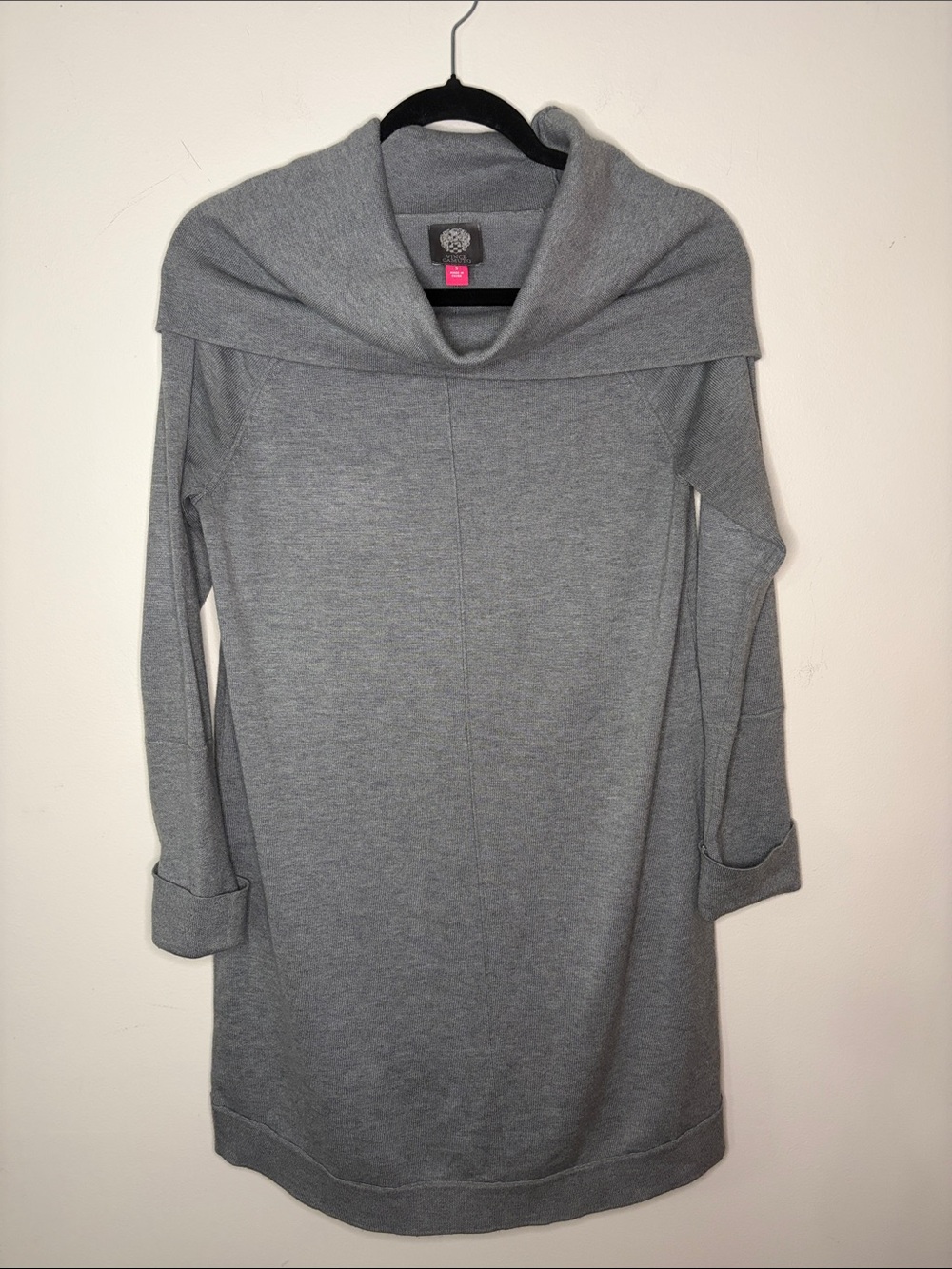 Vince Camuto Cozy Grey Cowl Neck Sweater Dress - Picture 2 of 4